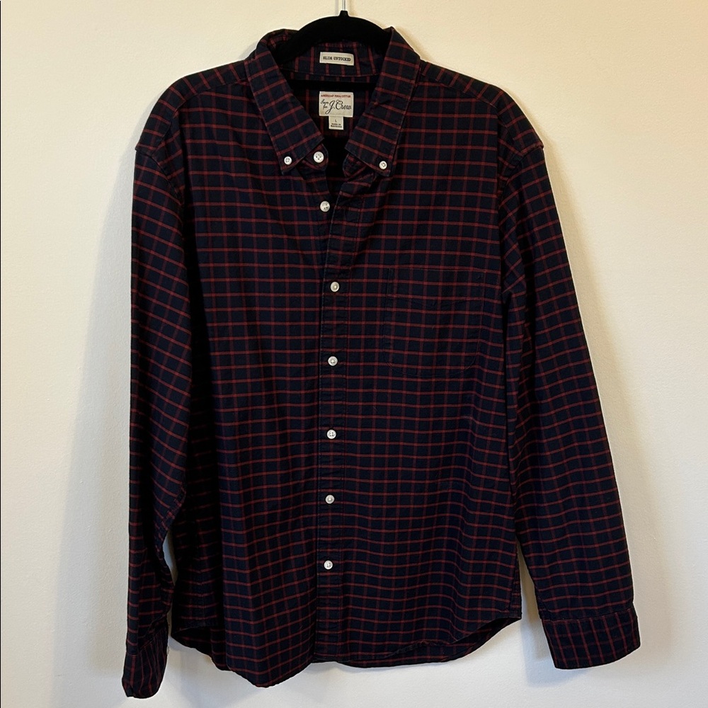 J. Crew Black and Red Plaid Button Down Shirt